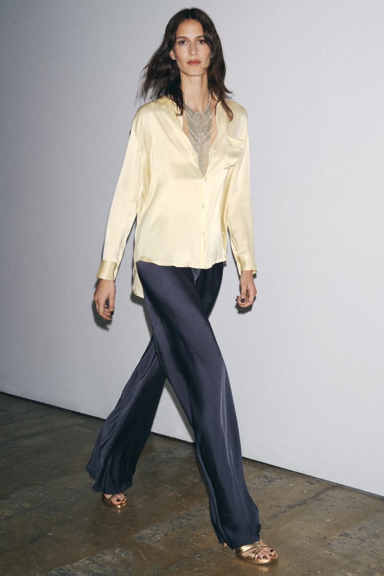 ZW COLLECTION SATIN FLARE PANTS - Zara product image