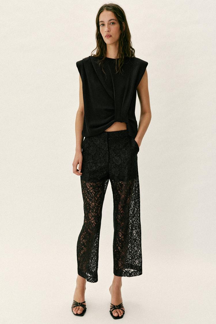 LACE STRAIGHT LEG PANTS - Zara product image
