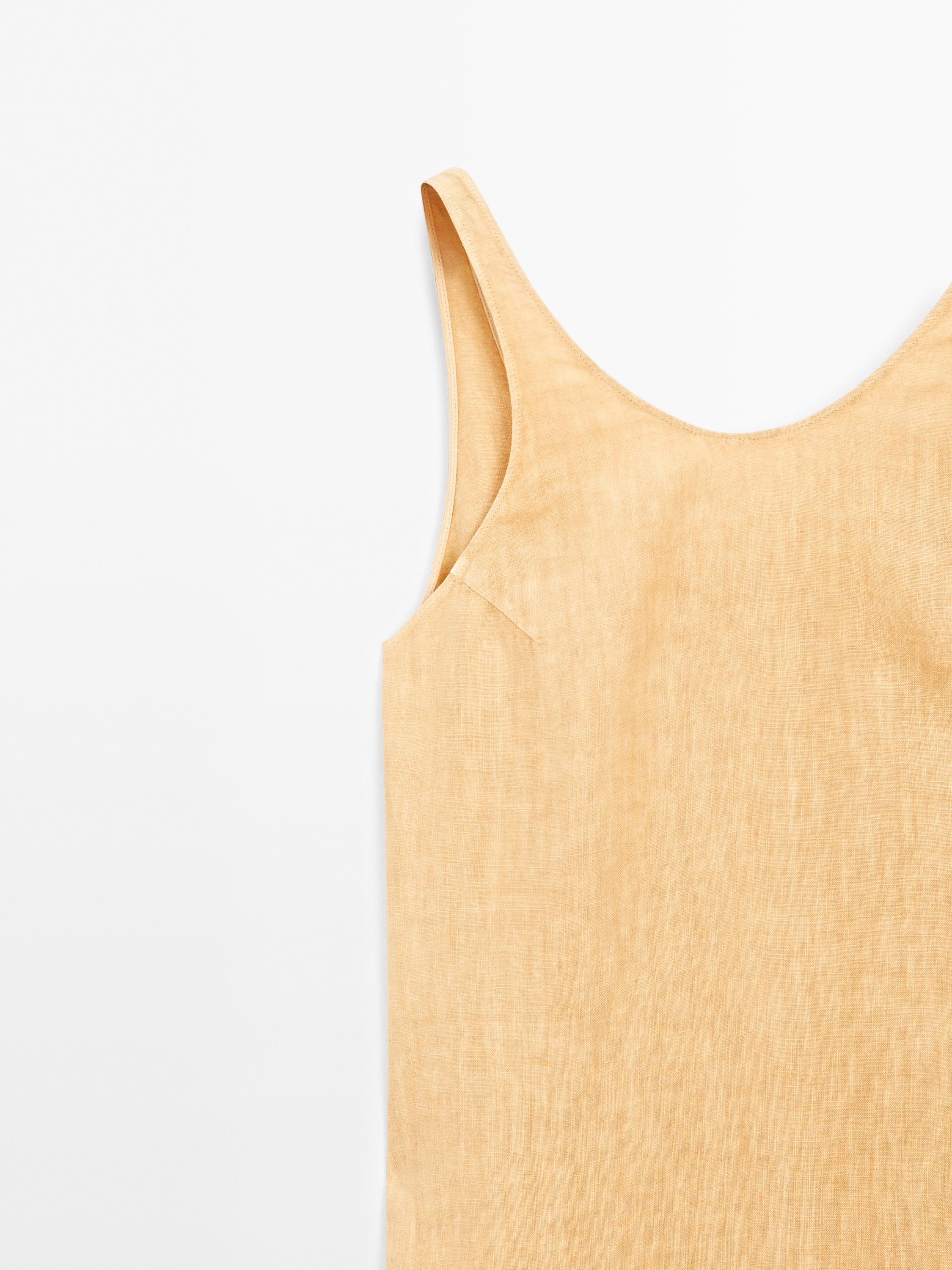 Long 100% linen halter dress