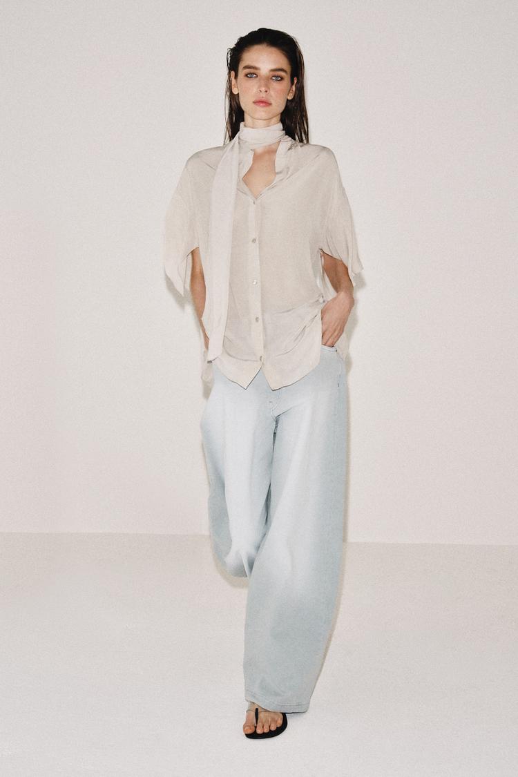 ZW COLLECTION FLOWY TIED SHIRT - Zara product image