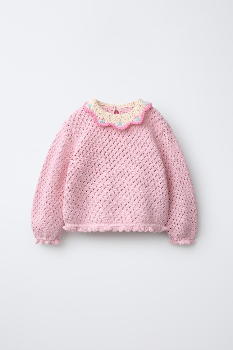 CROCHET KNIT COLLAR JUMPER - Zara product image