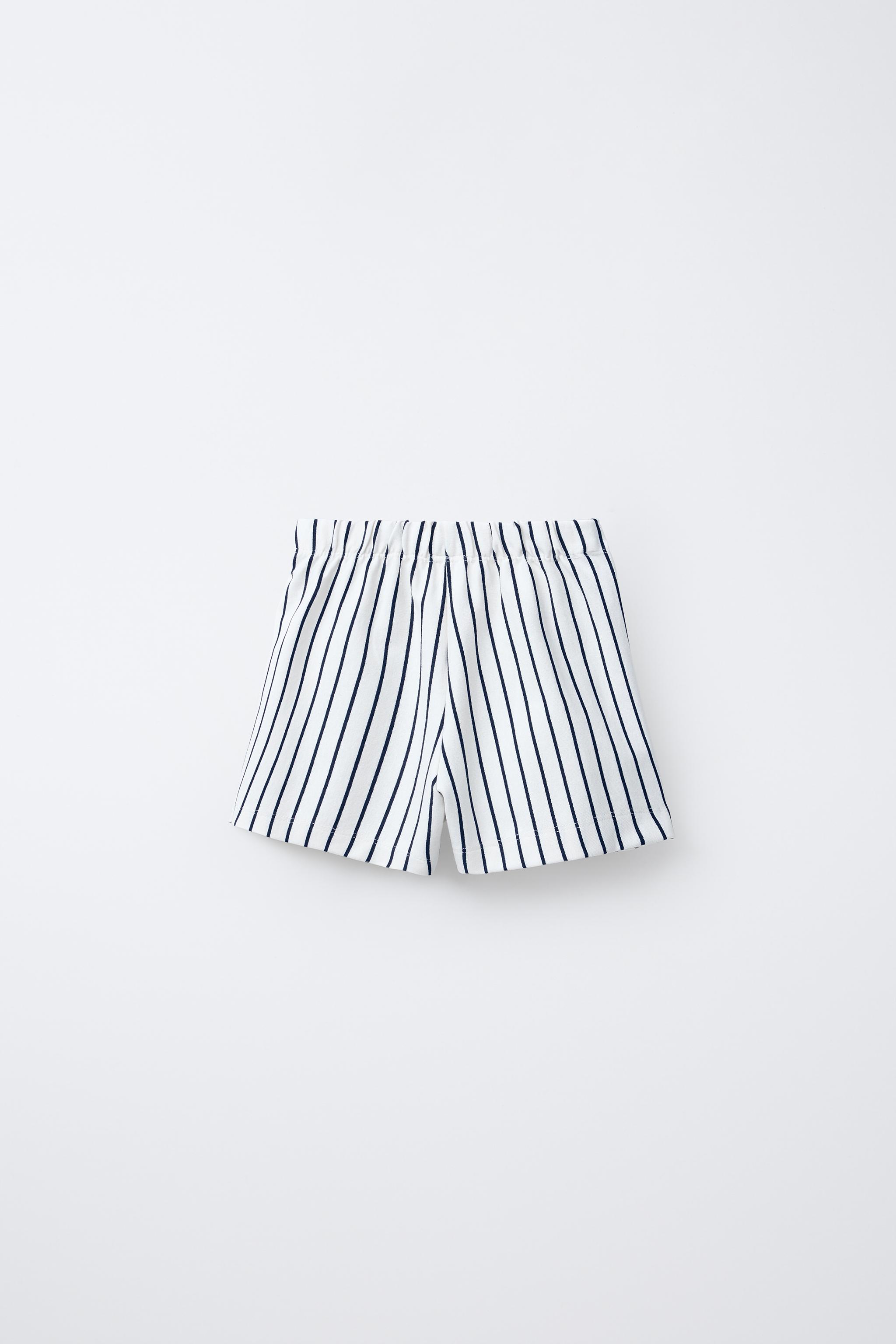 JUPE BERMUDA RAYURES LACET