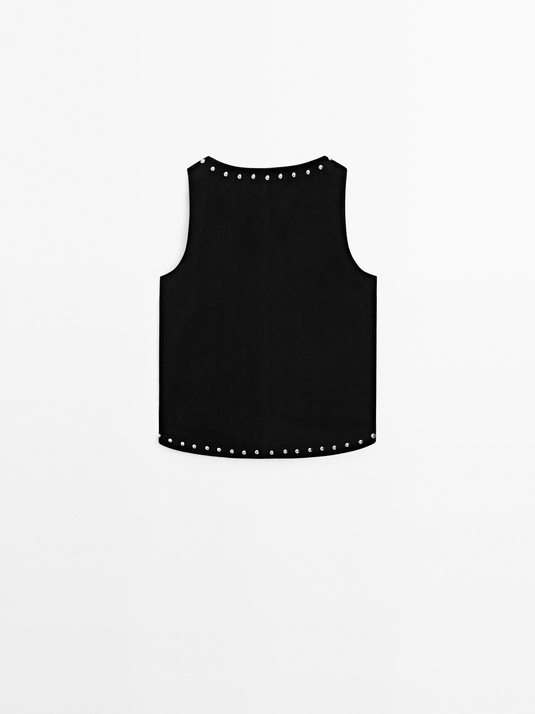 Suede leather top with stud details