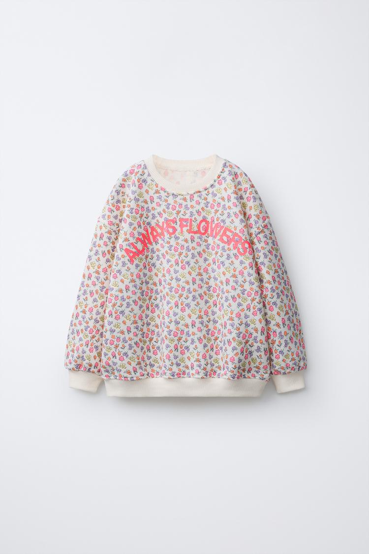 FLORAL AND TEXT SWEATSHIRT - Zara product image