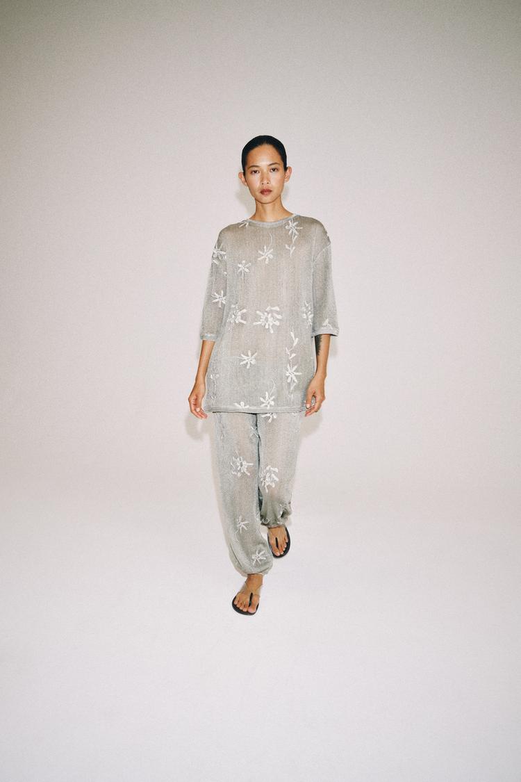 METALLIC THREAD OVERSIZED KNIT TOP - Zara product image