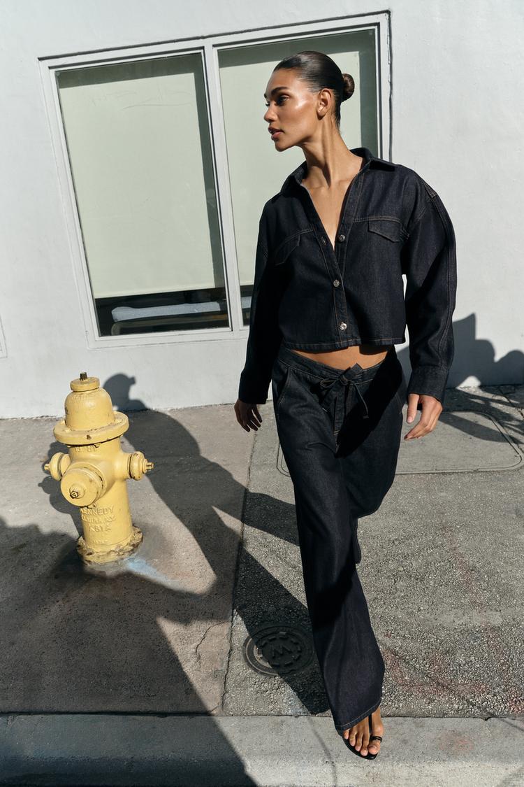 Z1975 CROPPED DENIM SHIRT WITH FLAPS - Zara product image