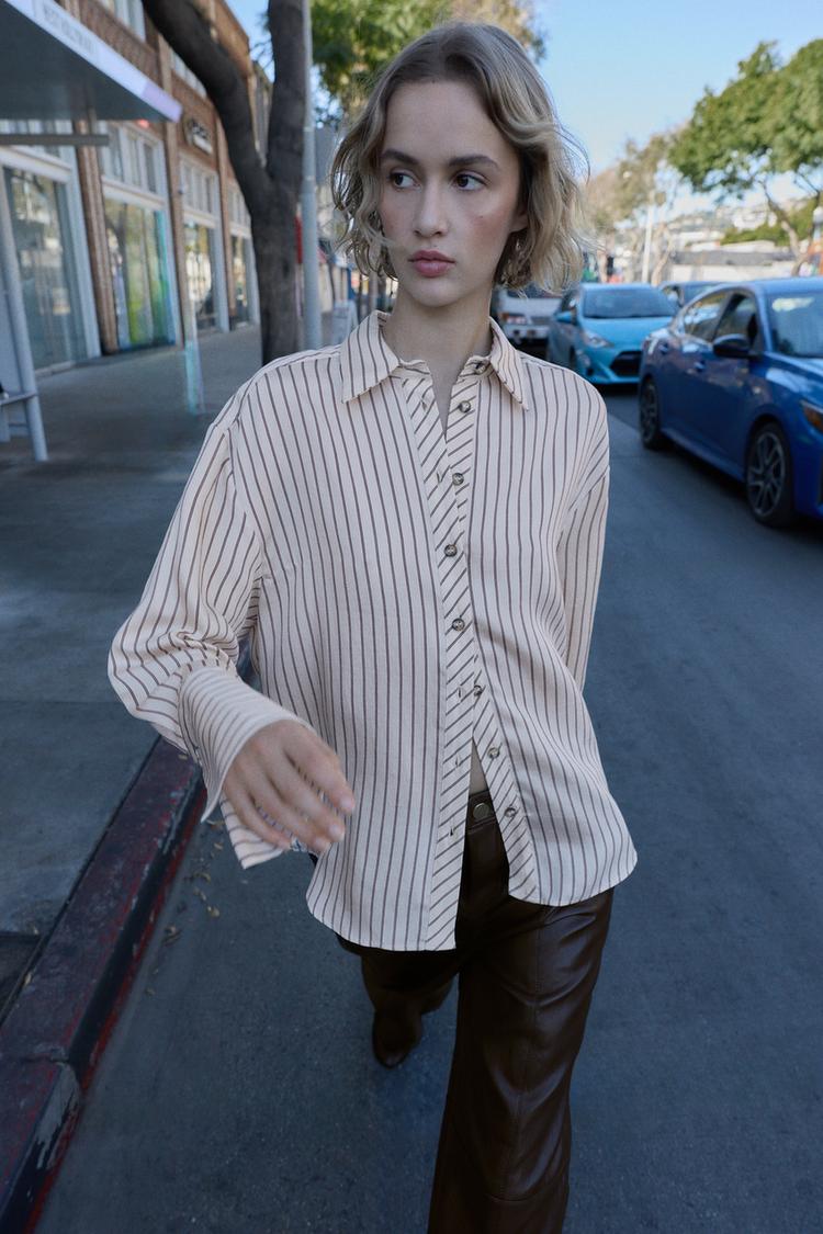 STRIPED SHIRT WITH WIDE CUFFS - Zara product image