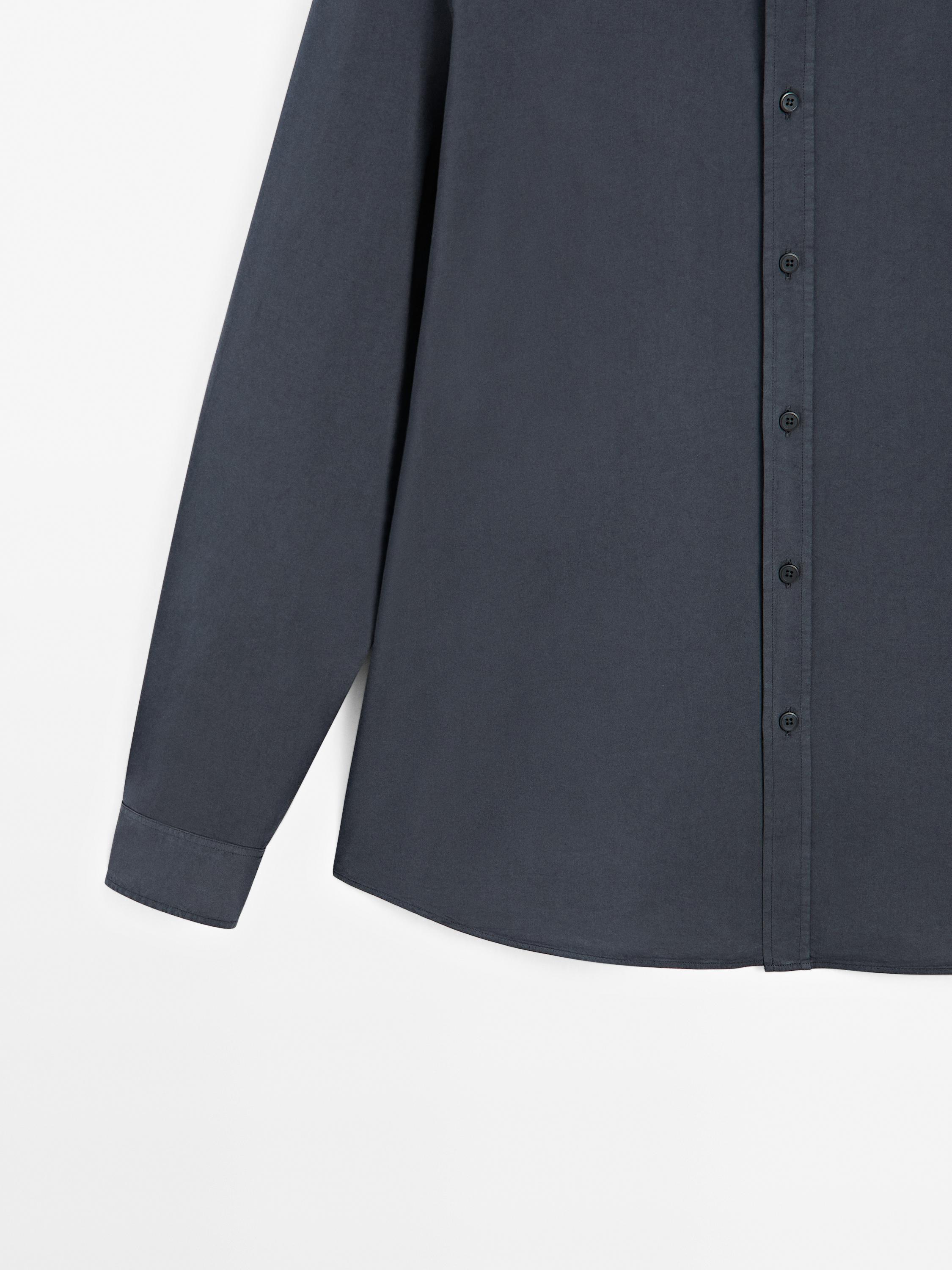 Cotton blend regular fit twill shirt