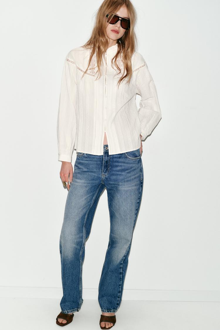 LACE AND PINTUCK SHIRT - Zara product image