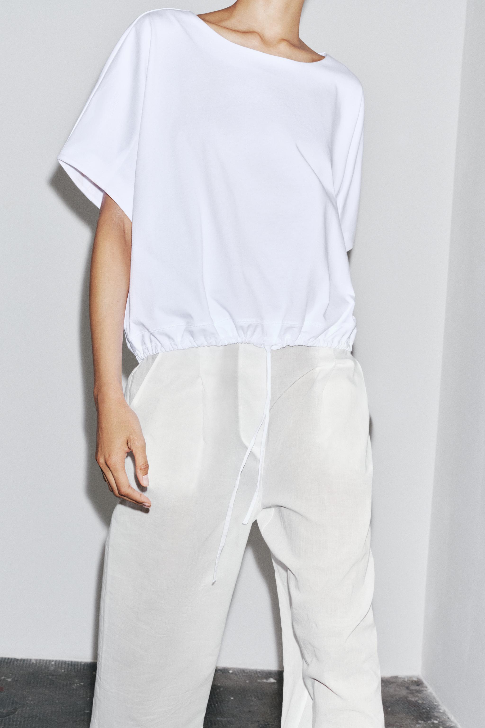 T-SHIRT EN COTON FRONCÉ