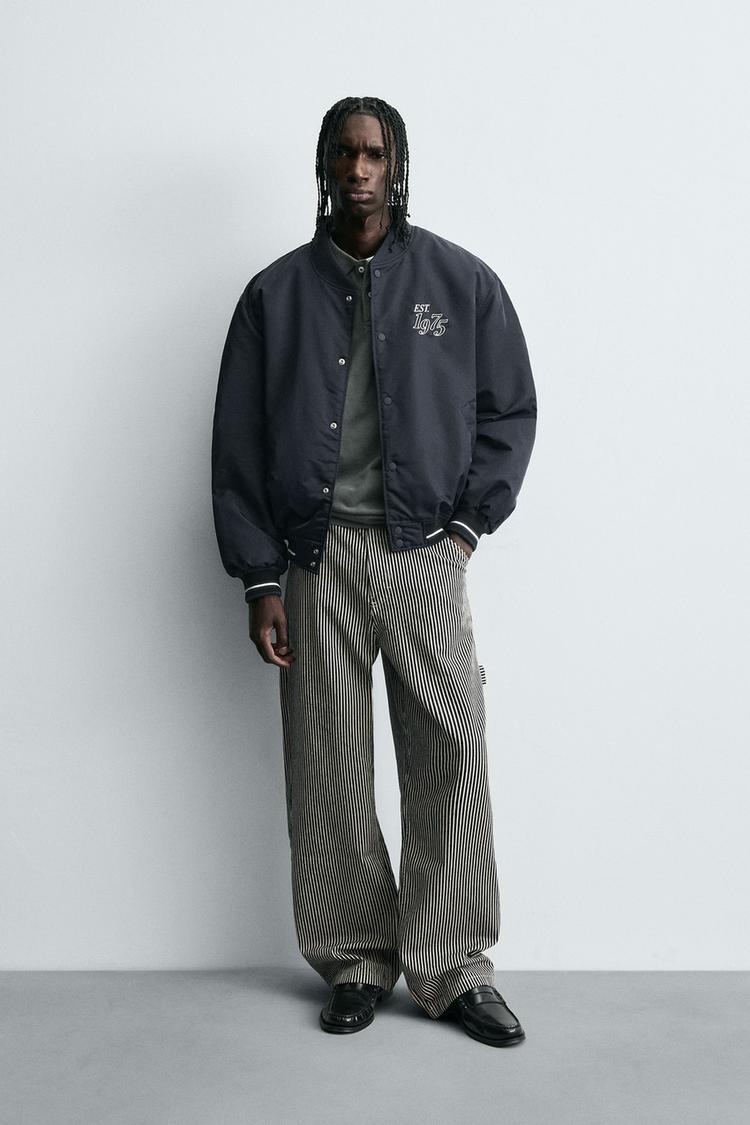 CONTRAST EMBROIDERY BOMBER JACKET