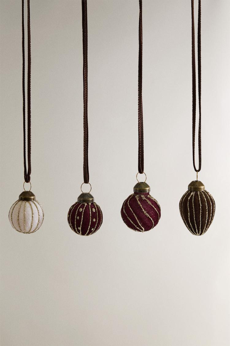 SET OF VELVET BALL CHRISTMAS TREE ORNAMENTS (SET OF 20)
