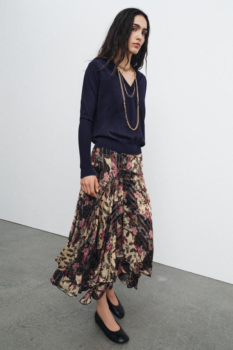 ZW COLLECTION FLORAL PRINT SKIRT - Zara product image