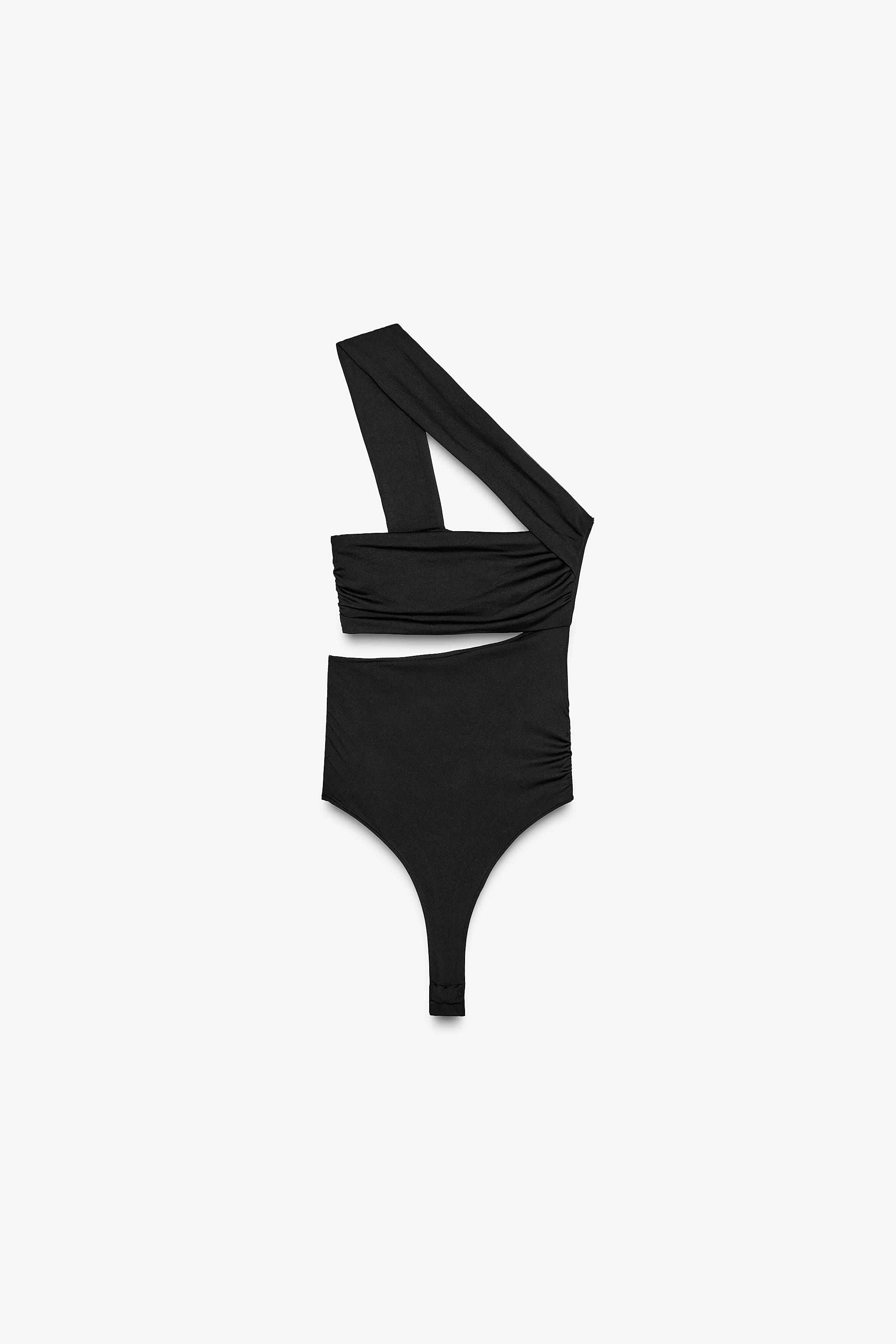 ASYMMETRIC CUT OUT POLYAMIDE BODYSUIT