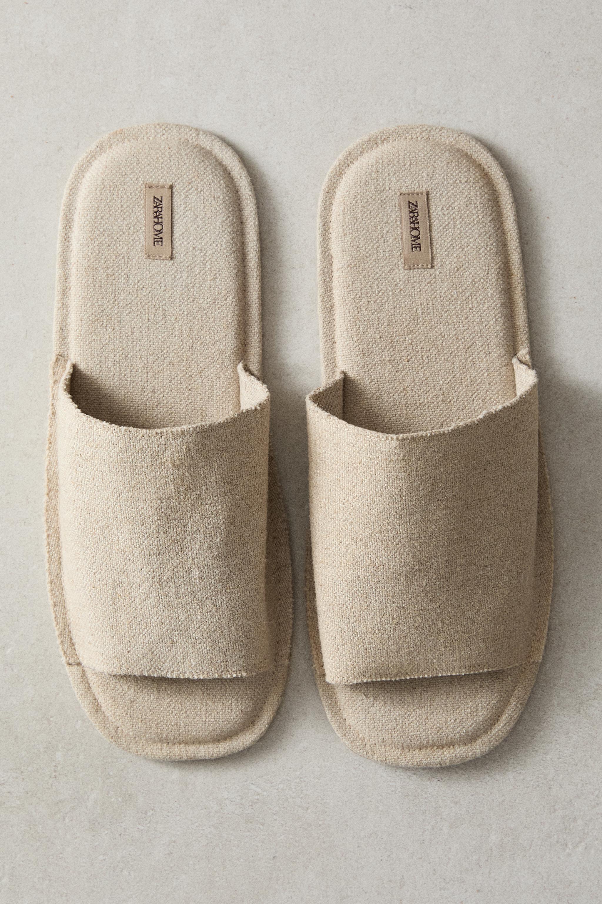 LINEN SLIDER SLIPPERS