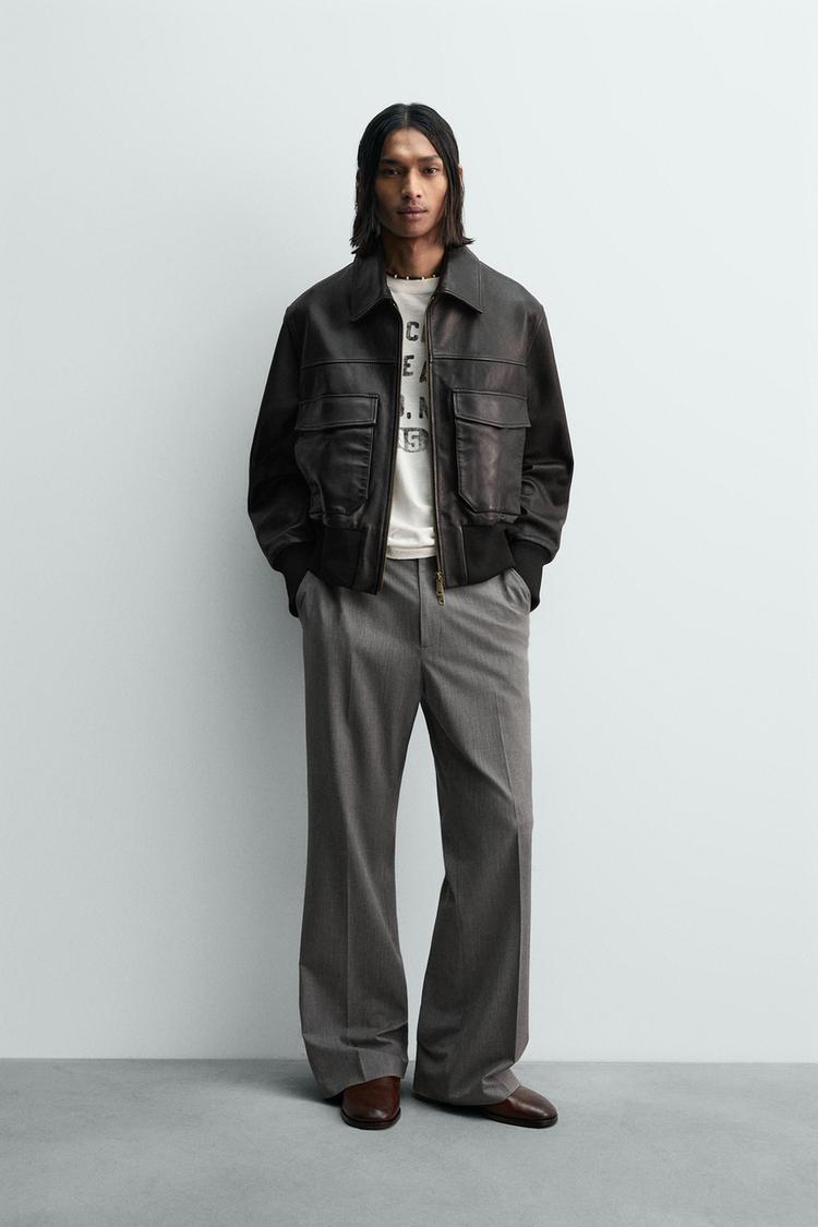 CROPPED FIT LEATHER JACKET - Zara product image