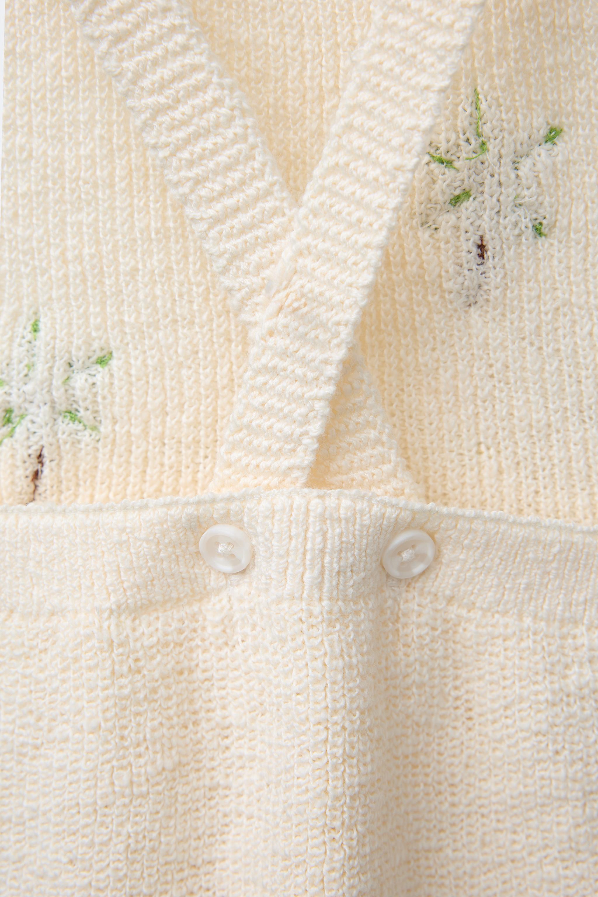EMBROIDERED PALM TREE KNIT ROMPER