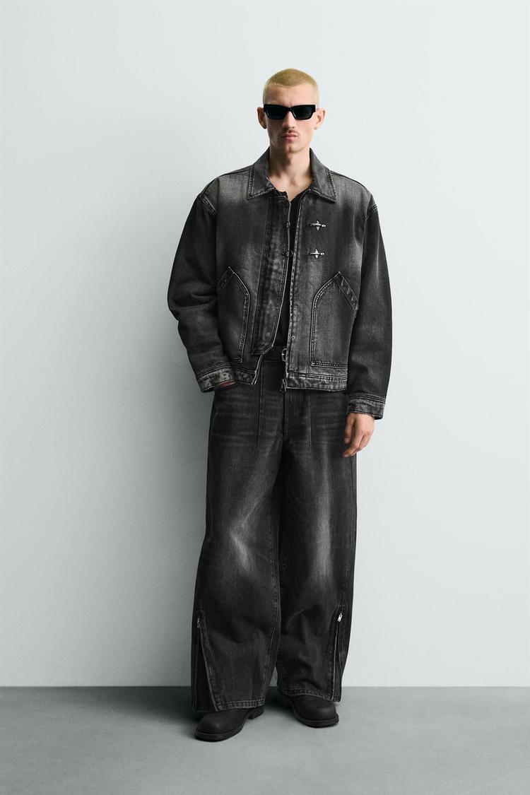 BOXY FIT DENIM JACKET WITH FIREMAN CLASPS - Zara product image