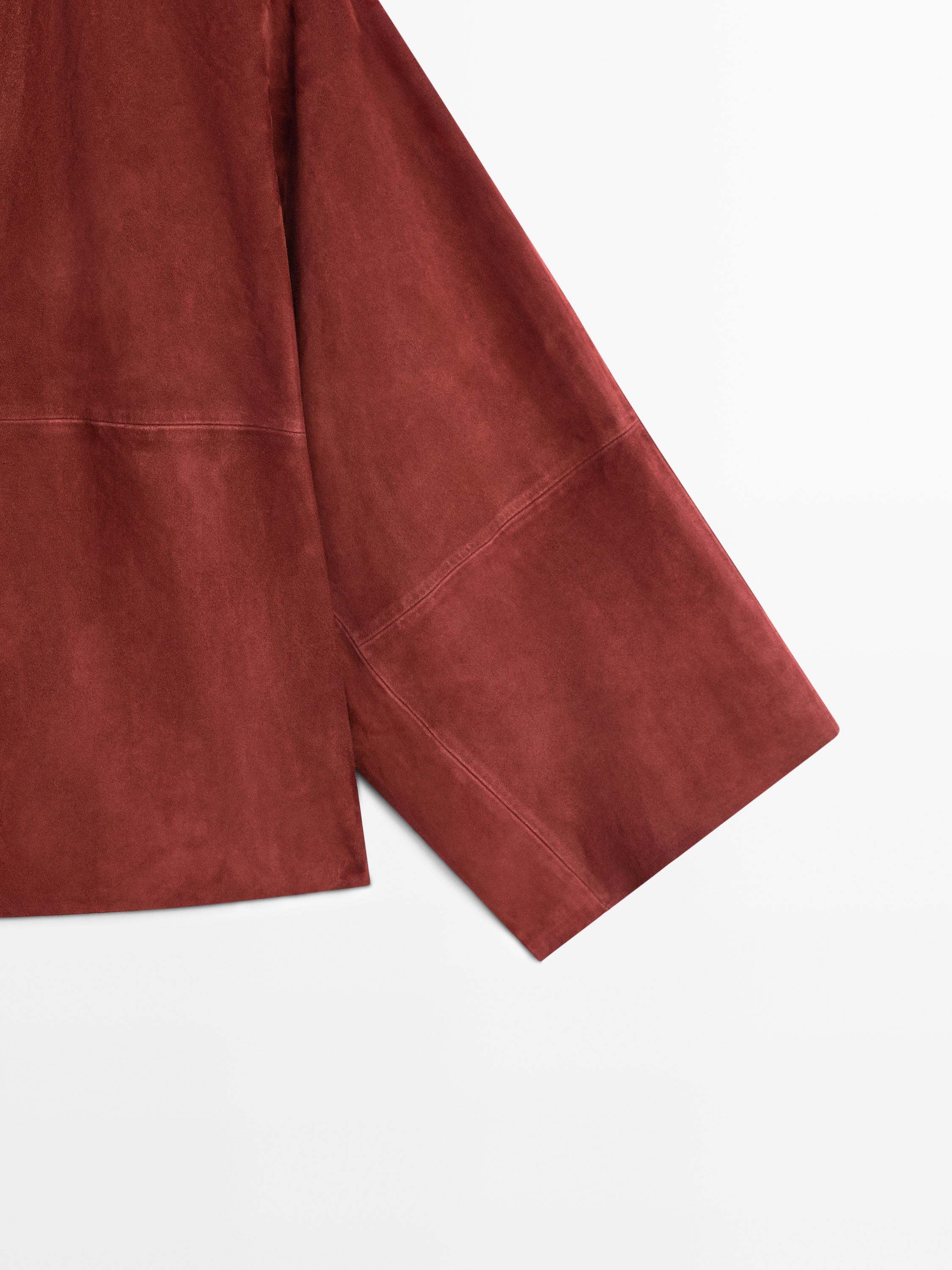 Chemise large en cuir et daim