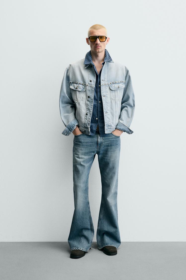 RELAXED FIT DENIM JACKET WITH METAL STUDS - Zara product image