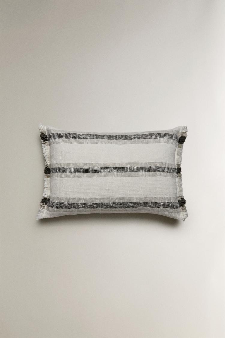 STRIPED FRINGE THROW PILLOW COVER - Zara product image