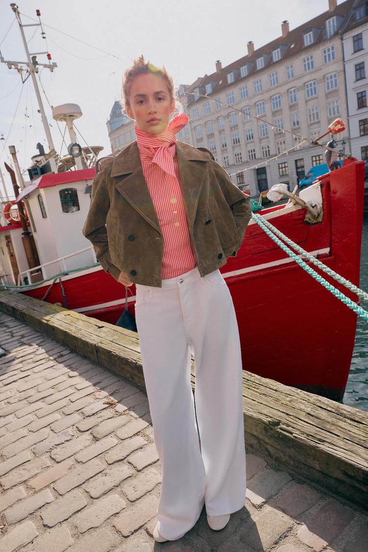 CROPPED DOUBLE BREASTED 100% LEATHER TRENCH - Zara product image