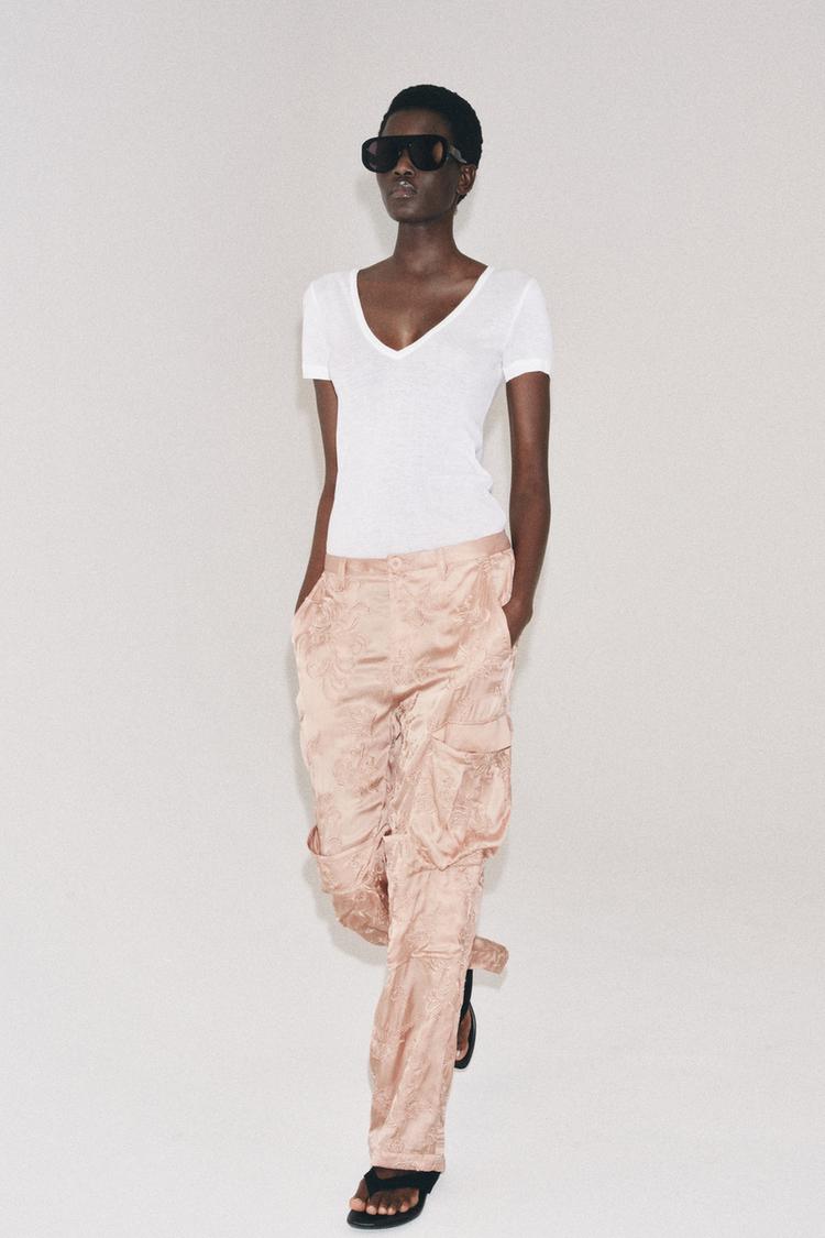 EMBROIDERED CARGO PANTS ZW COLLECTION - Zara product image