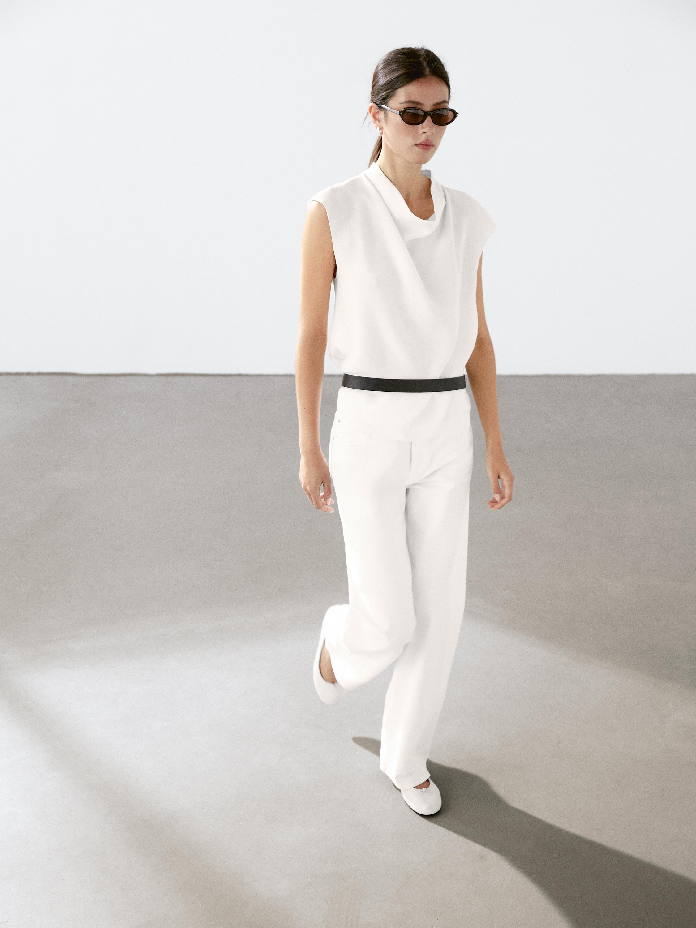 Wide straight fit denim trousers