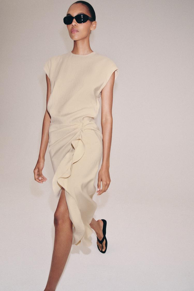 ZW COLLECTION RUFFLED MIDI DRESS - Zara product image
