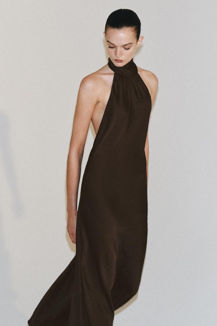ZW COLLECTION SATIN HALTER DRESS - Zara product image