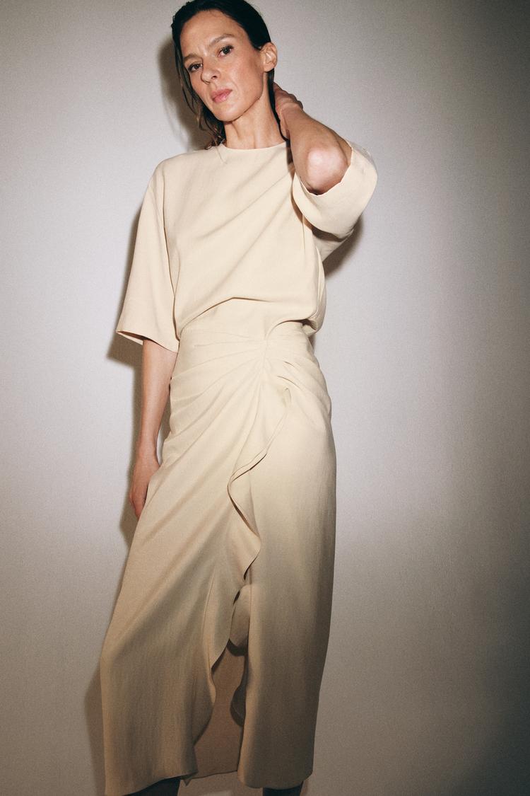 ZW COLLECTION DRAPED MIDI DRESS - Zara product image