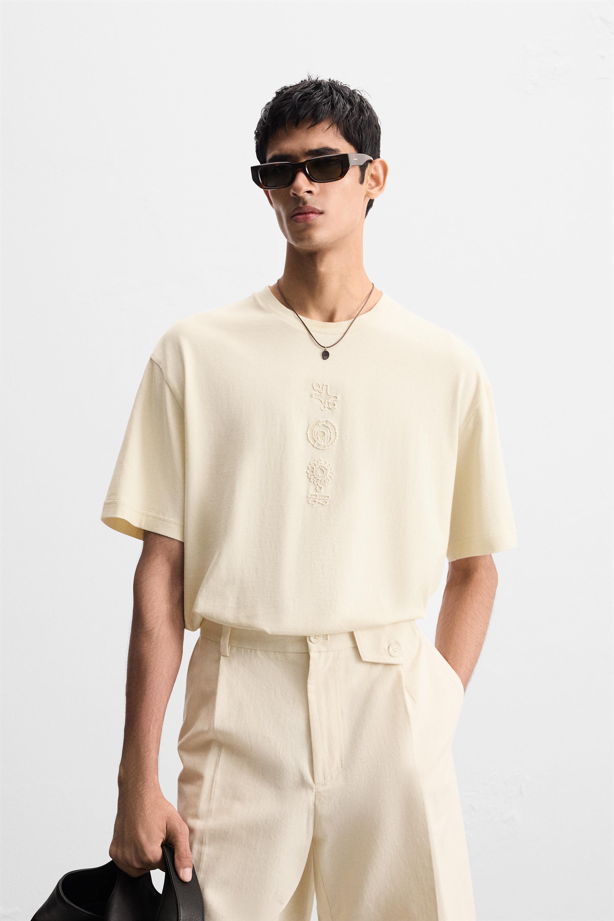 CONTRAST EMBROIDERY T-SHIRT