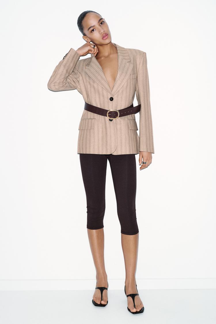 HERRINGBONE BELTED BLAZER - Zara product image