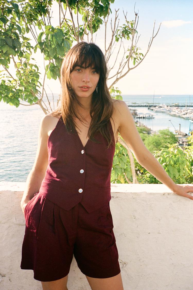 LINEN HALTER VEST - Zara product image
