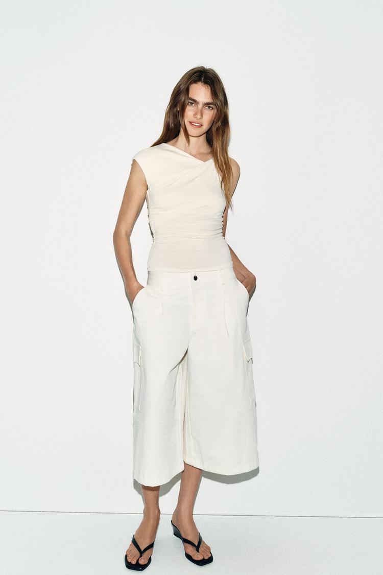 ASYMMETRIC DRAPED T-SHIRT - Zara product image