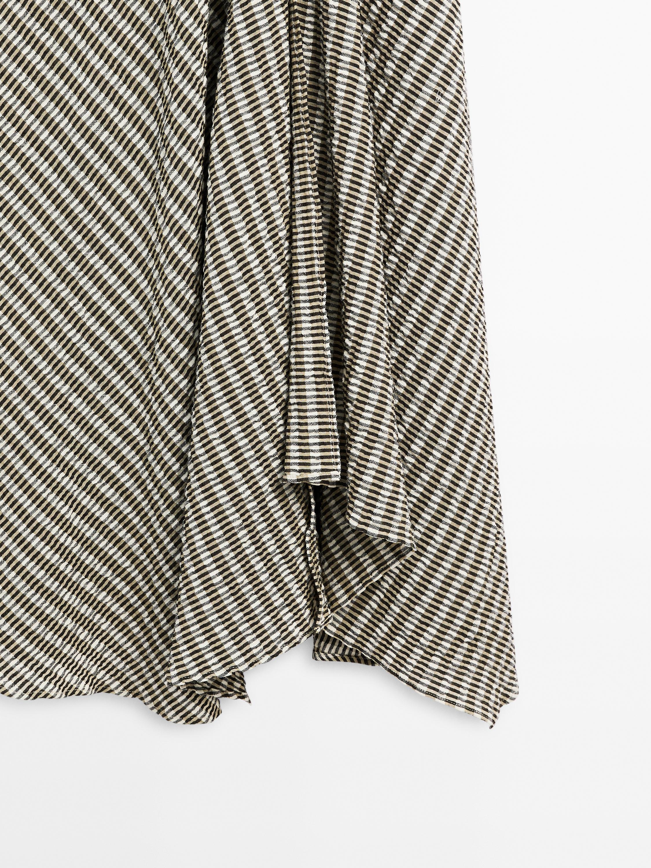Robe longue à carreaux ample en coton