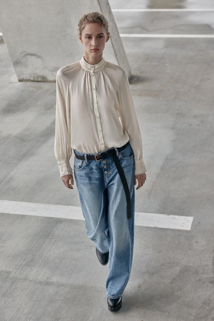 SATIN EFFECT HIGH NECK BLOUSE - Zara product image