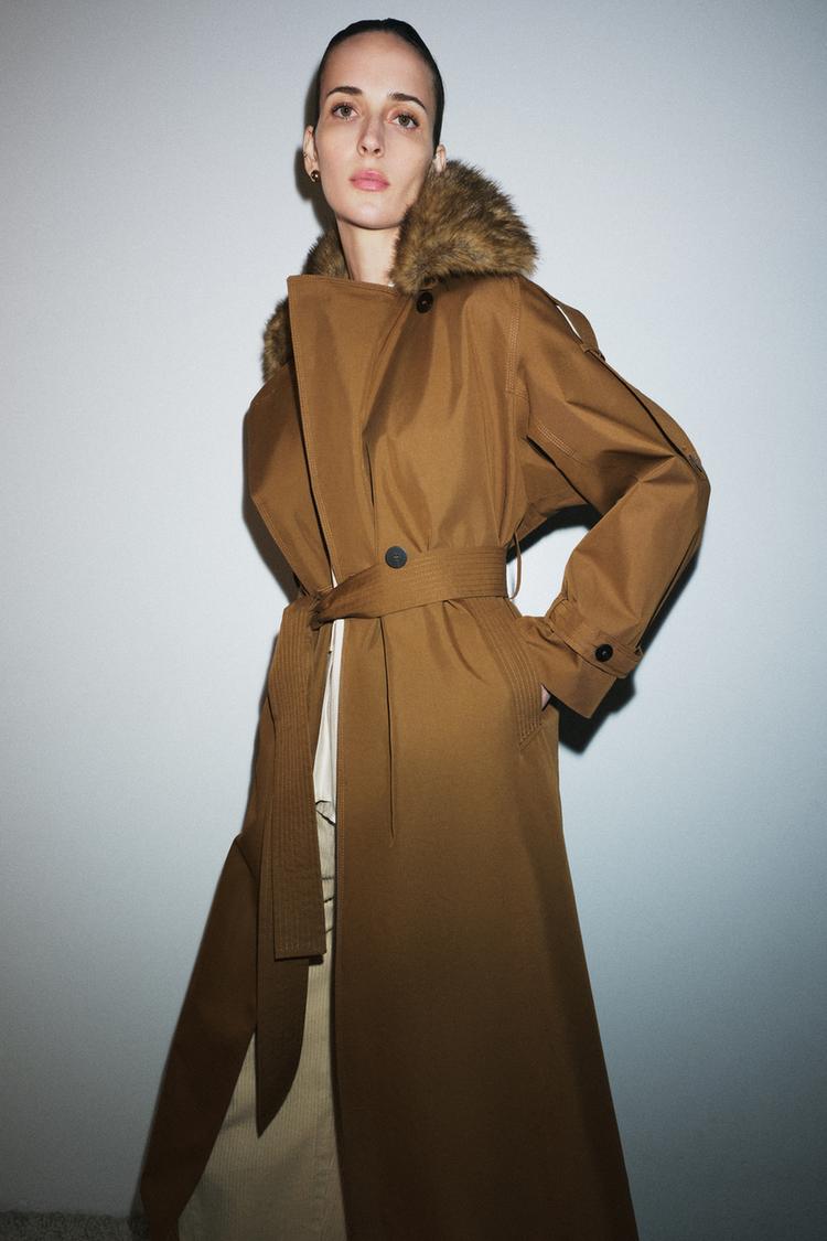 OVERSIZED TRENCH COAT WITH FAUX FUR COLLAR ZW COLLECTION LIMITED EDITION - Zara product image