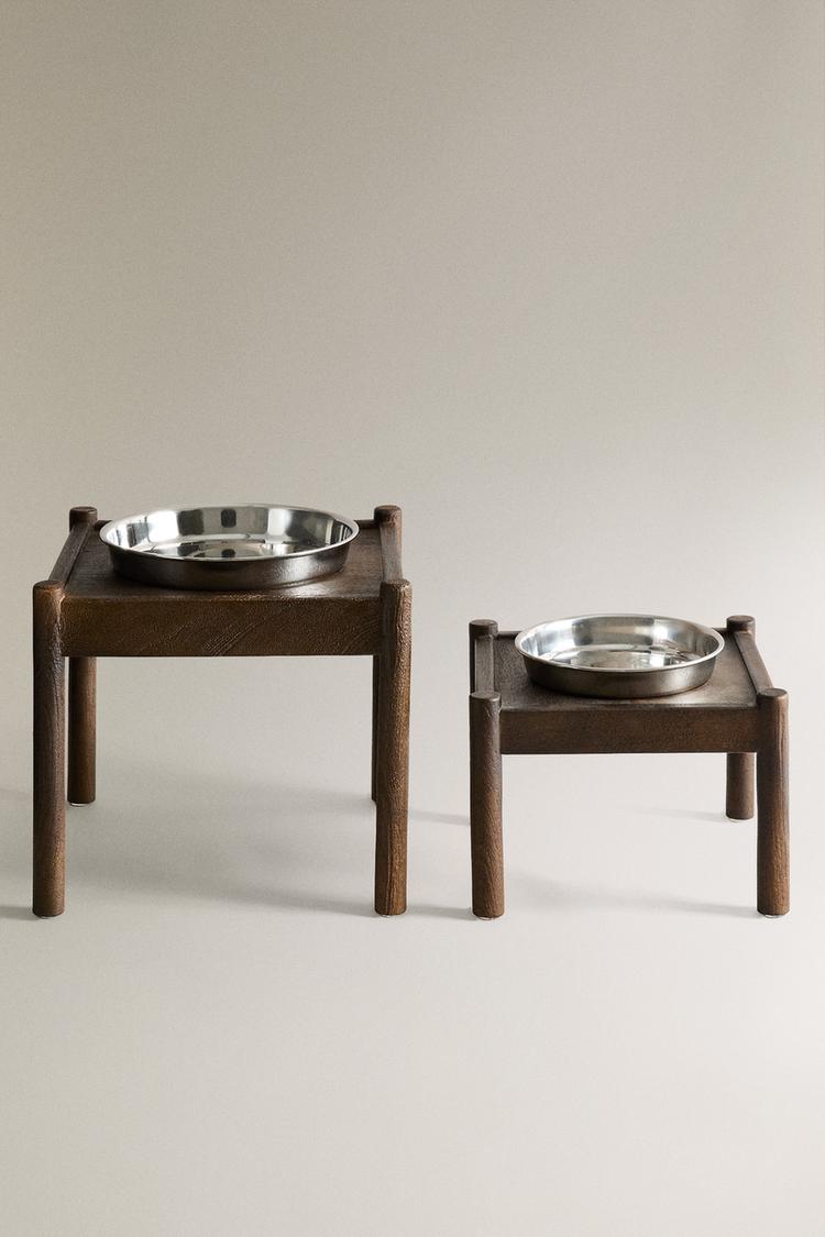 TALL WOODEN PET FOOD BOWL - Zara product image