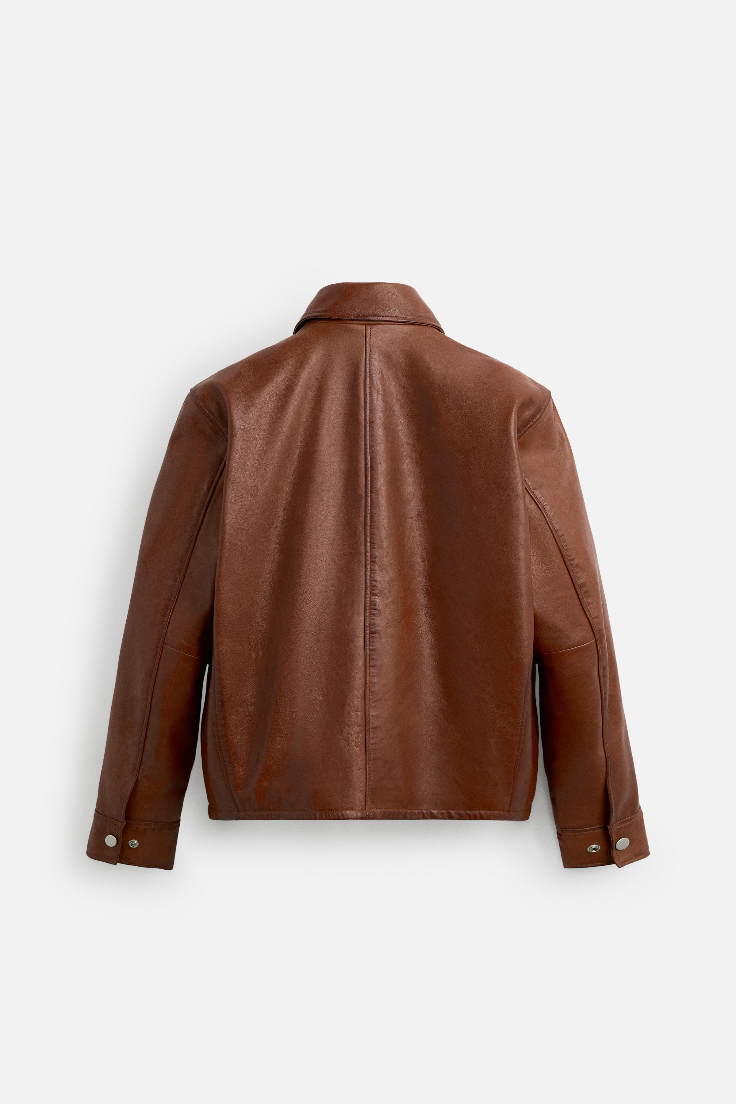 BLOUSON EN CUIR DÉLAVÉ