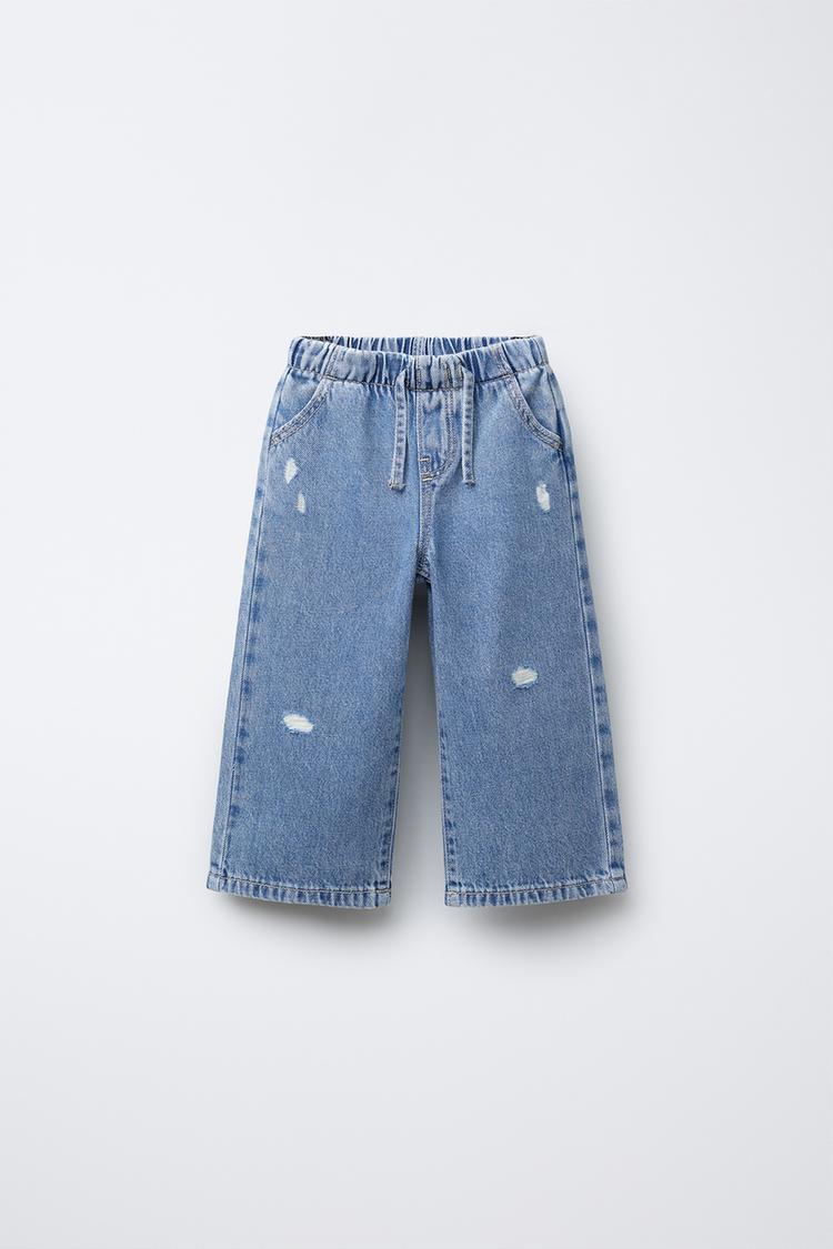 FLUID RIPPED WIDE LEG JEANS - Zara product image