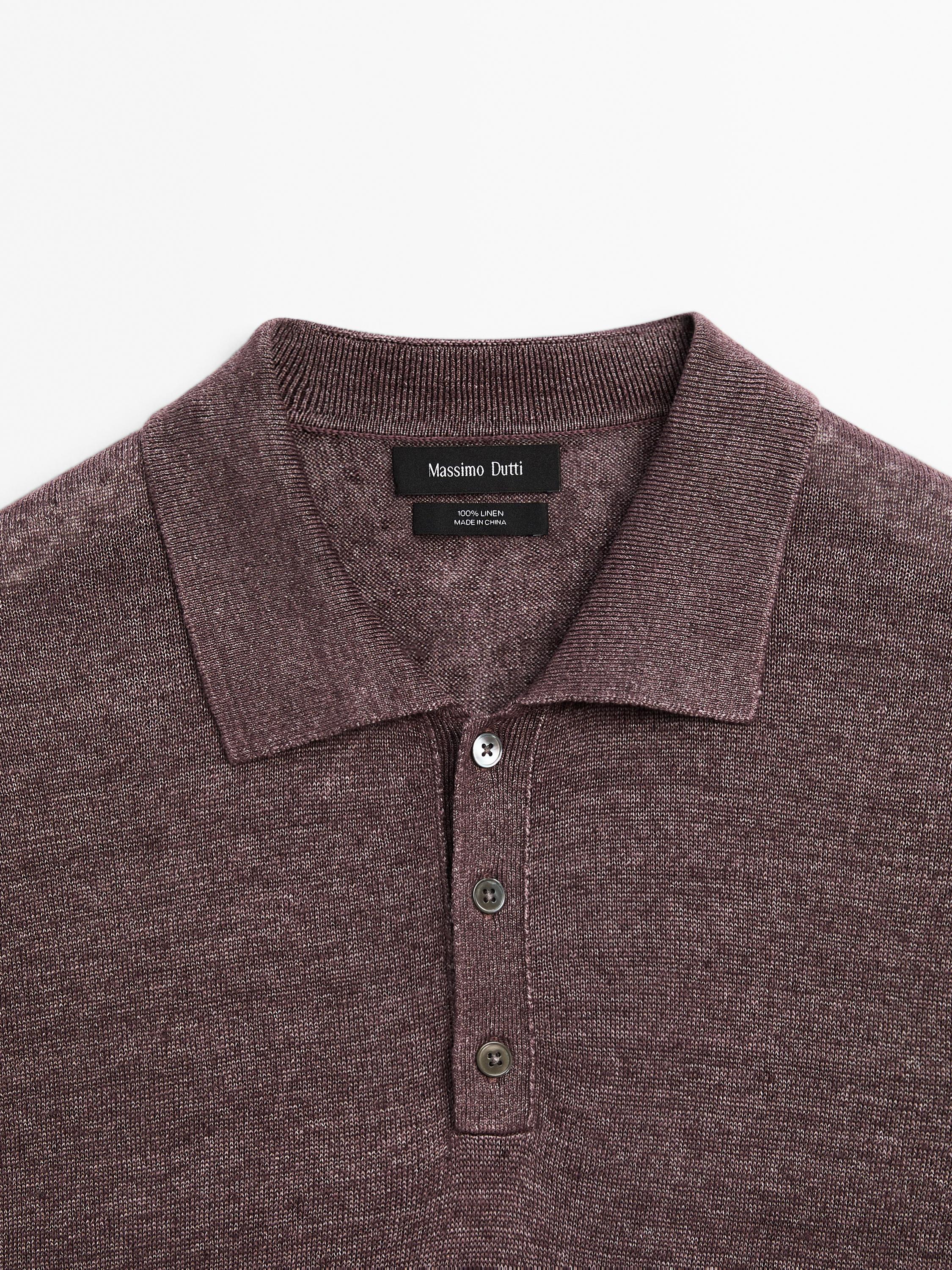 100% linen knit polo shirt