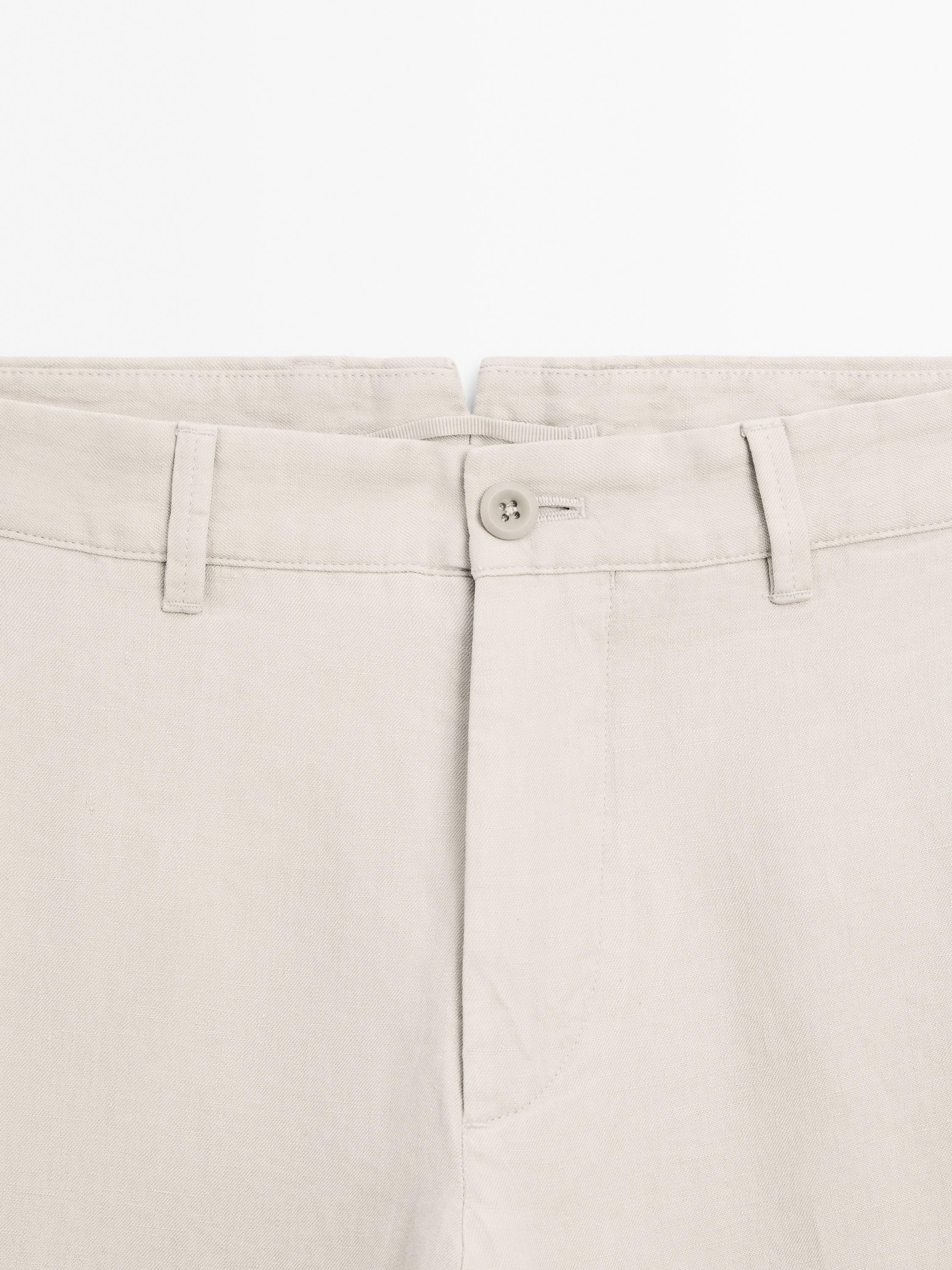 Pantalon tapered fit 100 % lin