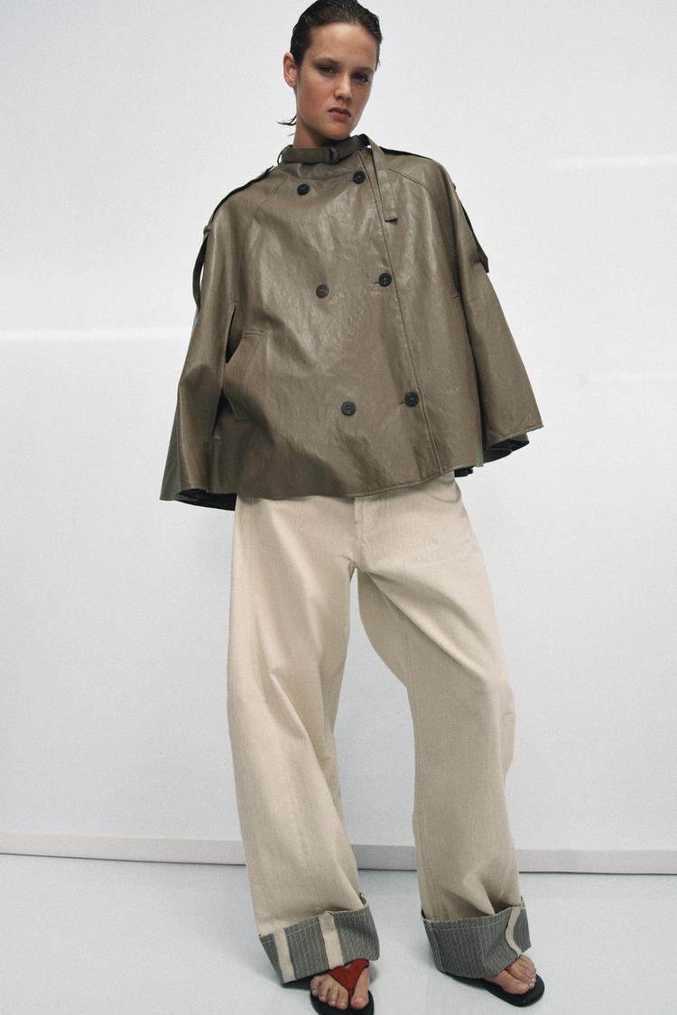 ZW COLLECTION FAUX LEATHER CAPE JACKET - Zara product image