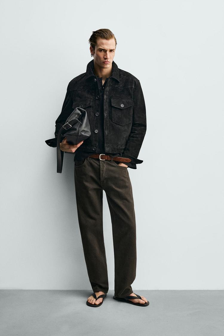 SUEDE LEATHER CROPPED FIT JACKET - Zara product image