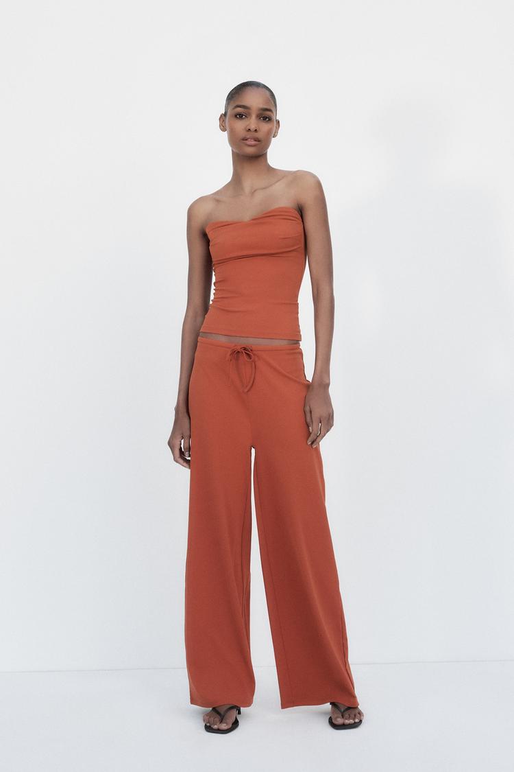 TEXTURED STRAIGHT LEG PANTS