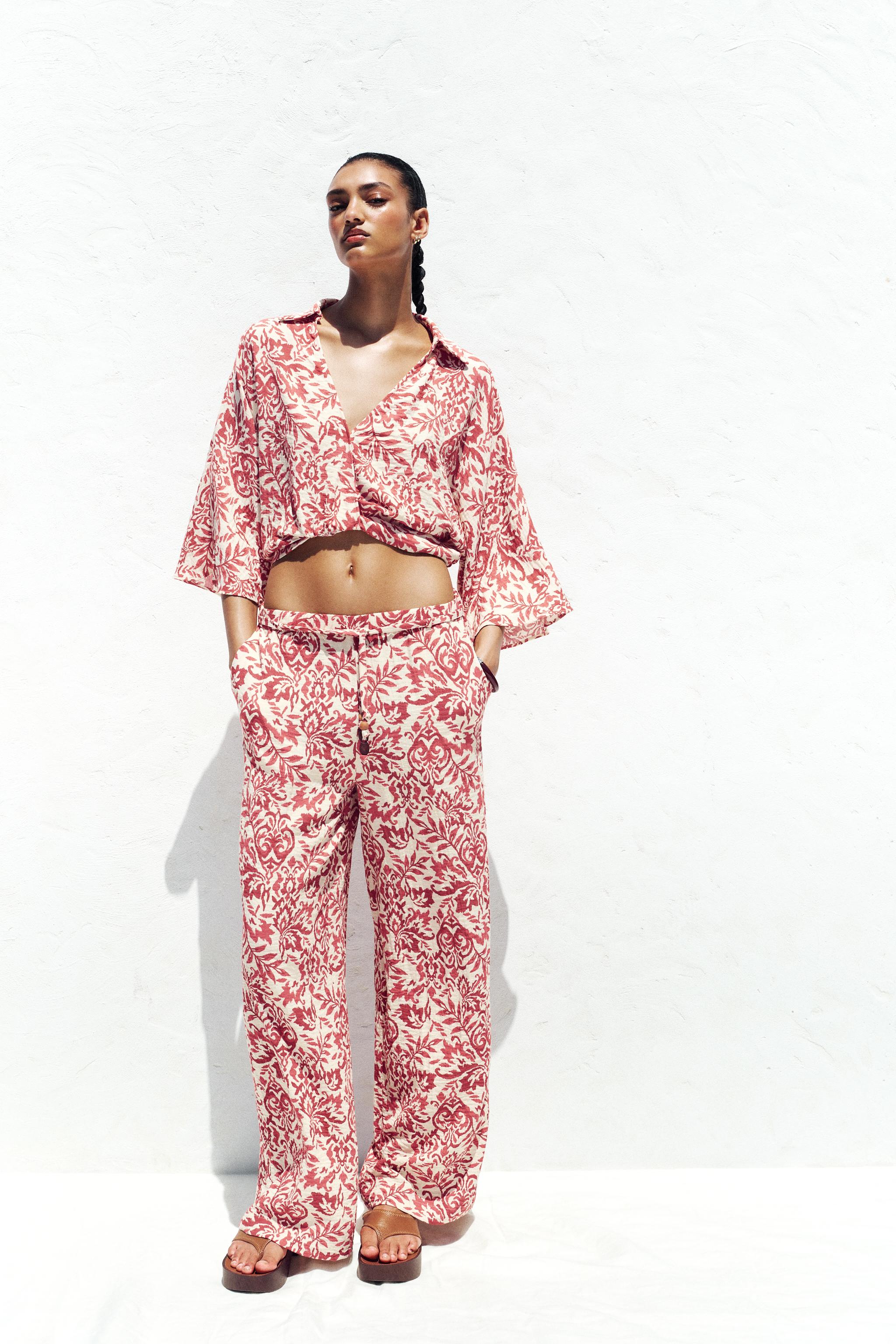 PANTALON LARGE RUSTIQUE IMPRIMÉ