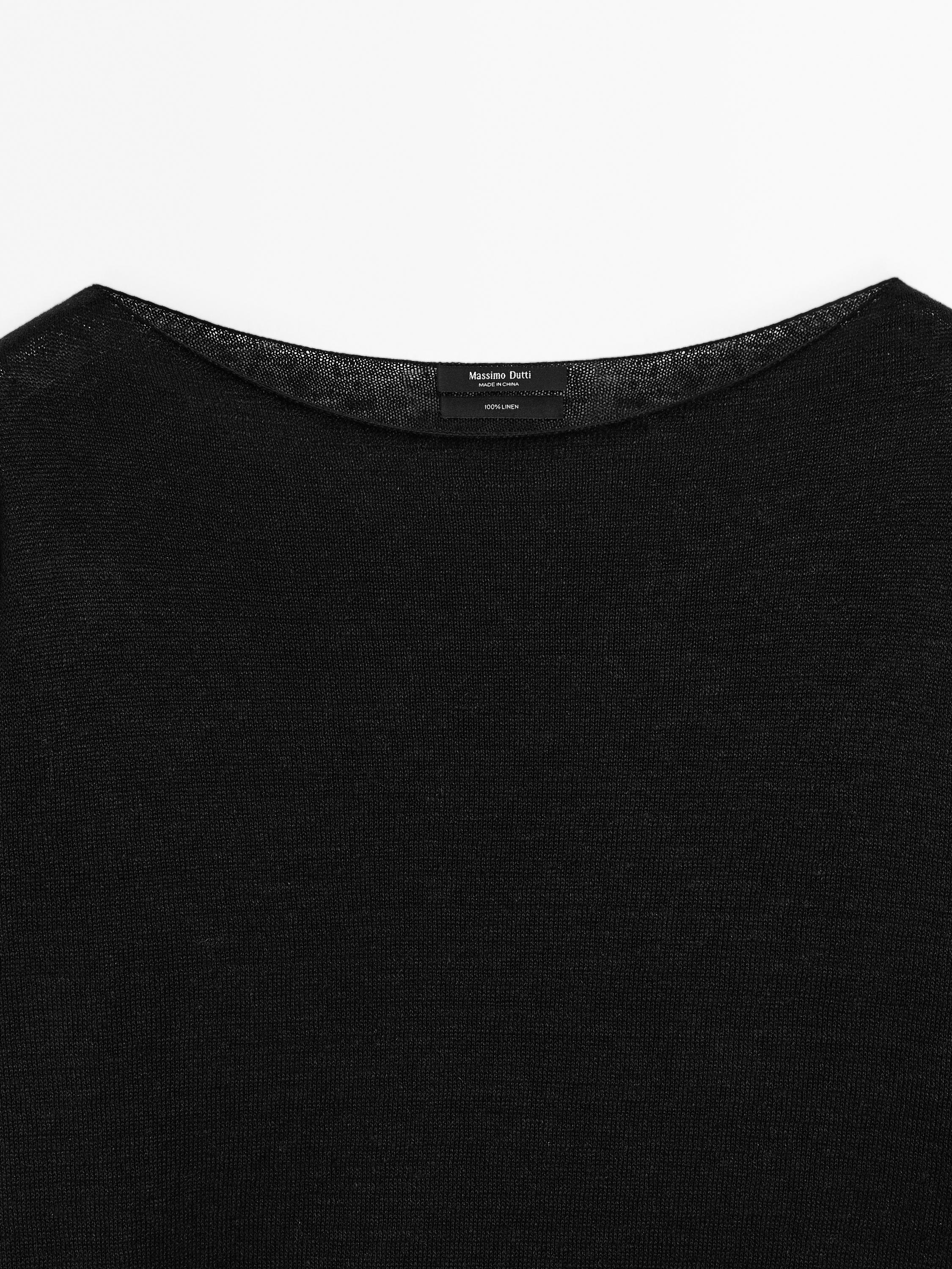 100% linen boat neck sweater
