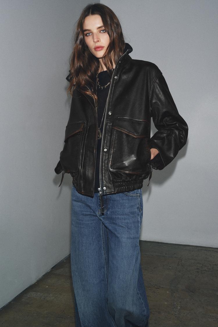 ZW COLLECTION LIMITED EDITION 100% LEATHER BOMBER JACKET - Zara product image