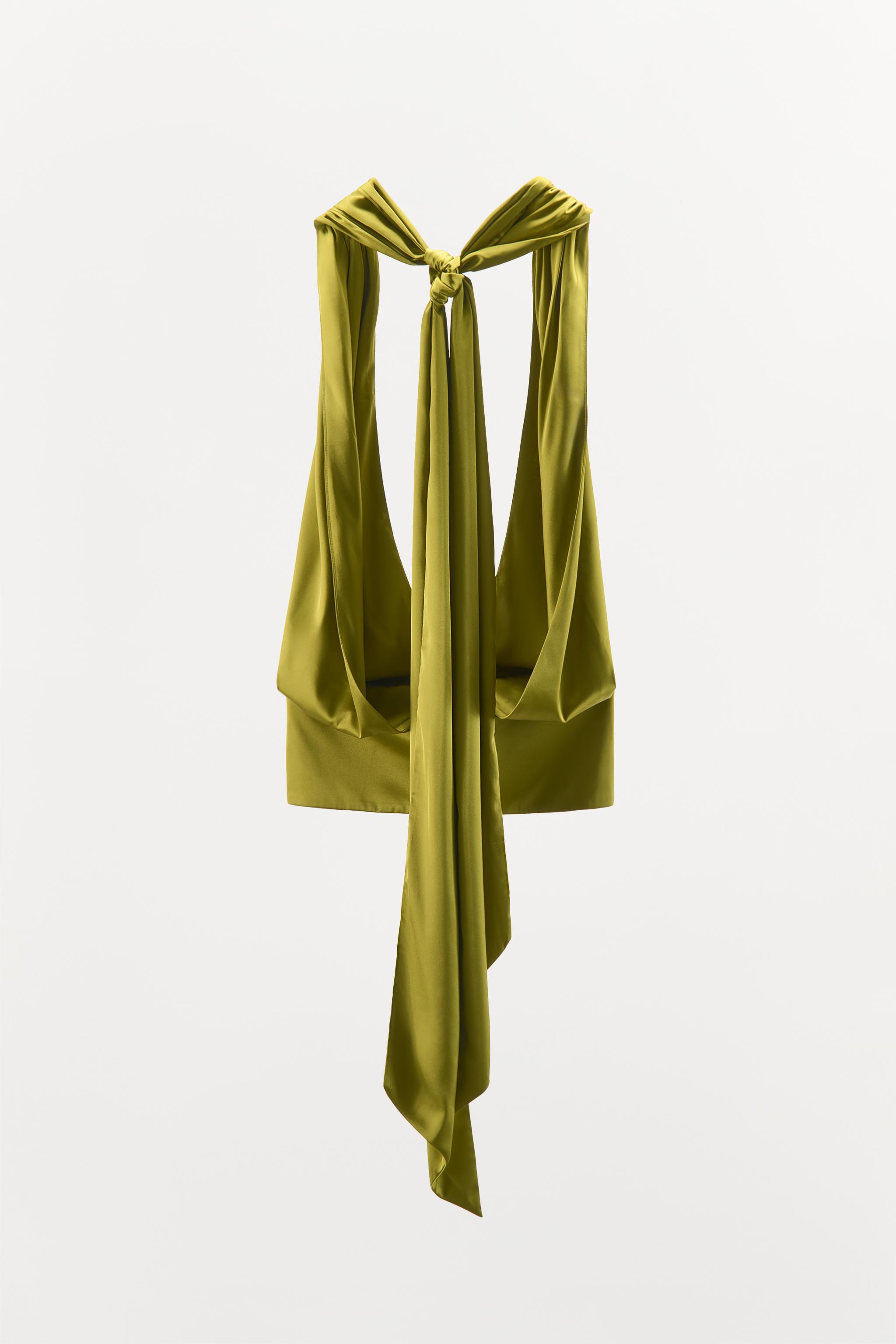 HALTER SATIN EFFECT HANDKERCHIEF TOP